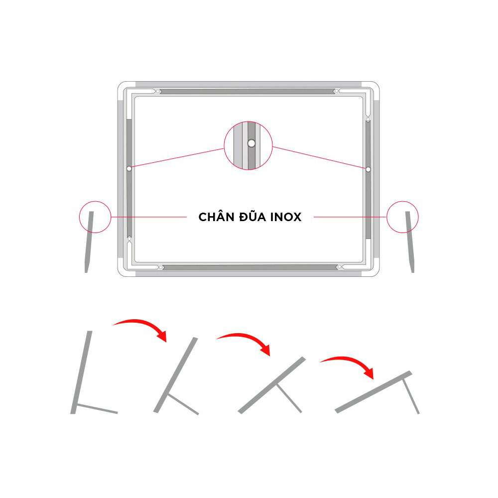 Chân đũa Inox để bàn cho hộp đèn A4